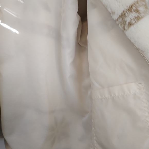 Vintage New York Classics Ivory & Tan Snowflake Faux Fur Coat XL - Picture 10 of 16